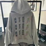 Y2K Autumn Winter Outfit Long Sleeve Hoodie Dark Retro Printed Sweatsh