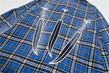 24SS New THUG CLUB Trendy Sword Print High-Street Cotton Vintage Plaid Shirt