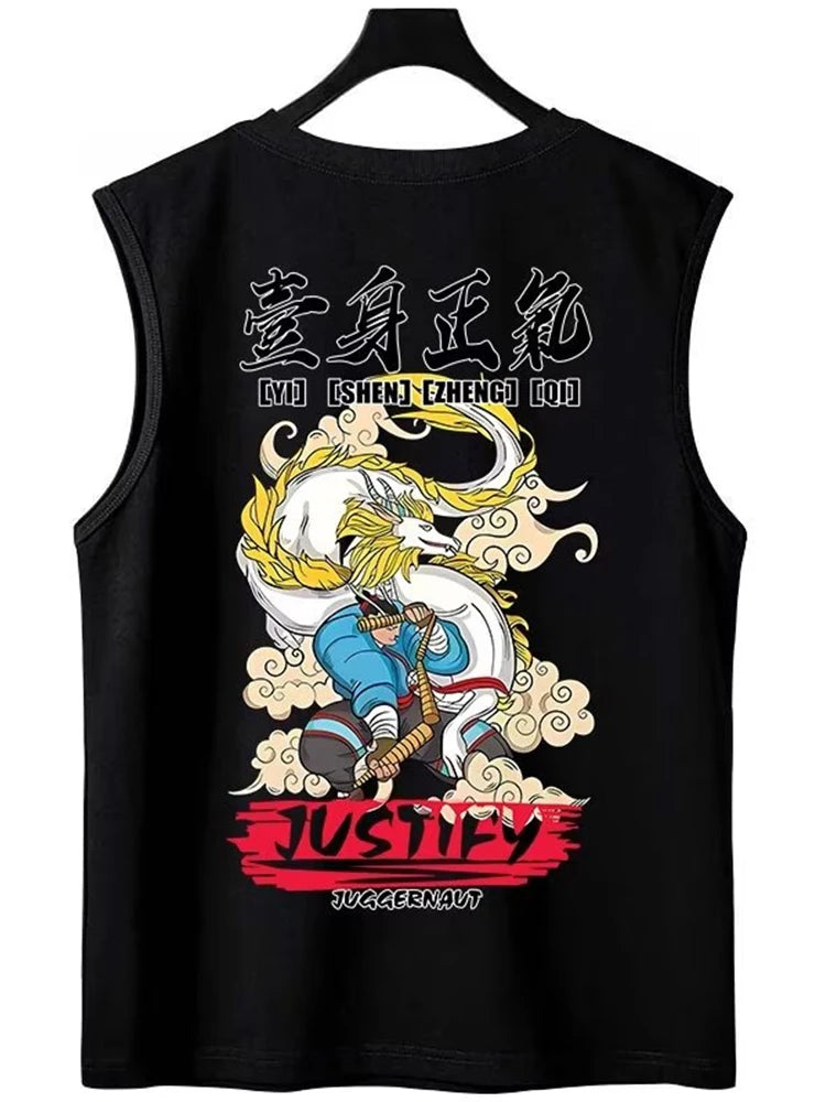 Vaporwave Melting smiley – New Cartoon Japanese Retro Print Sleeveless T Shirt Mens