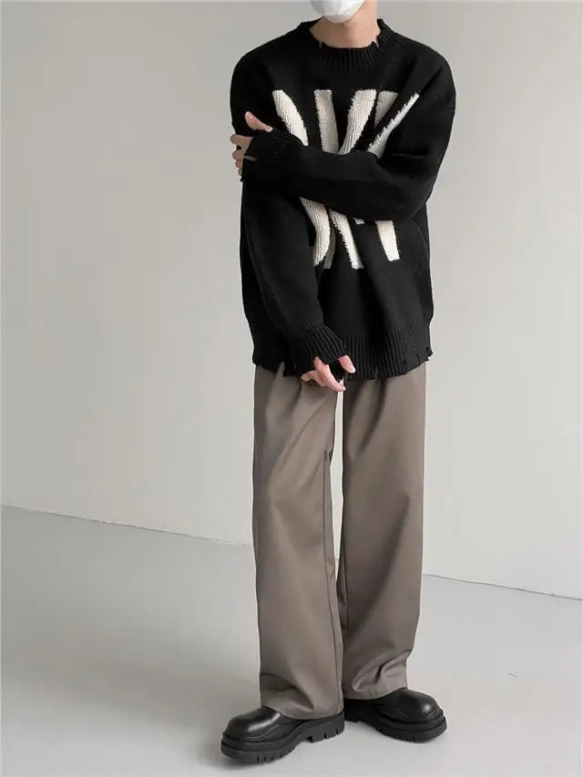 varsity knit sweater with retro streetwear styling for fall and winter outfits, ideal for men’s fashion and seasonal streetwe