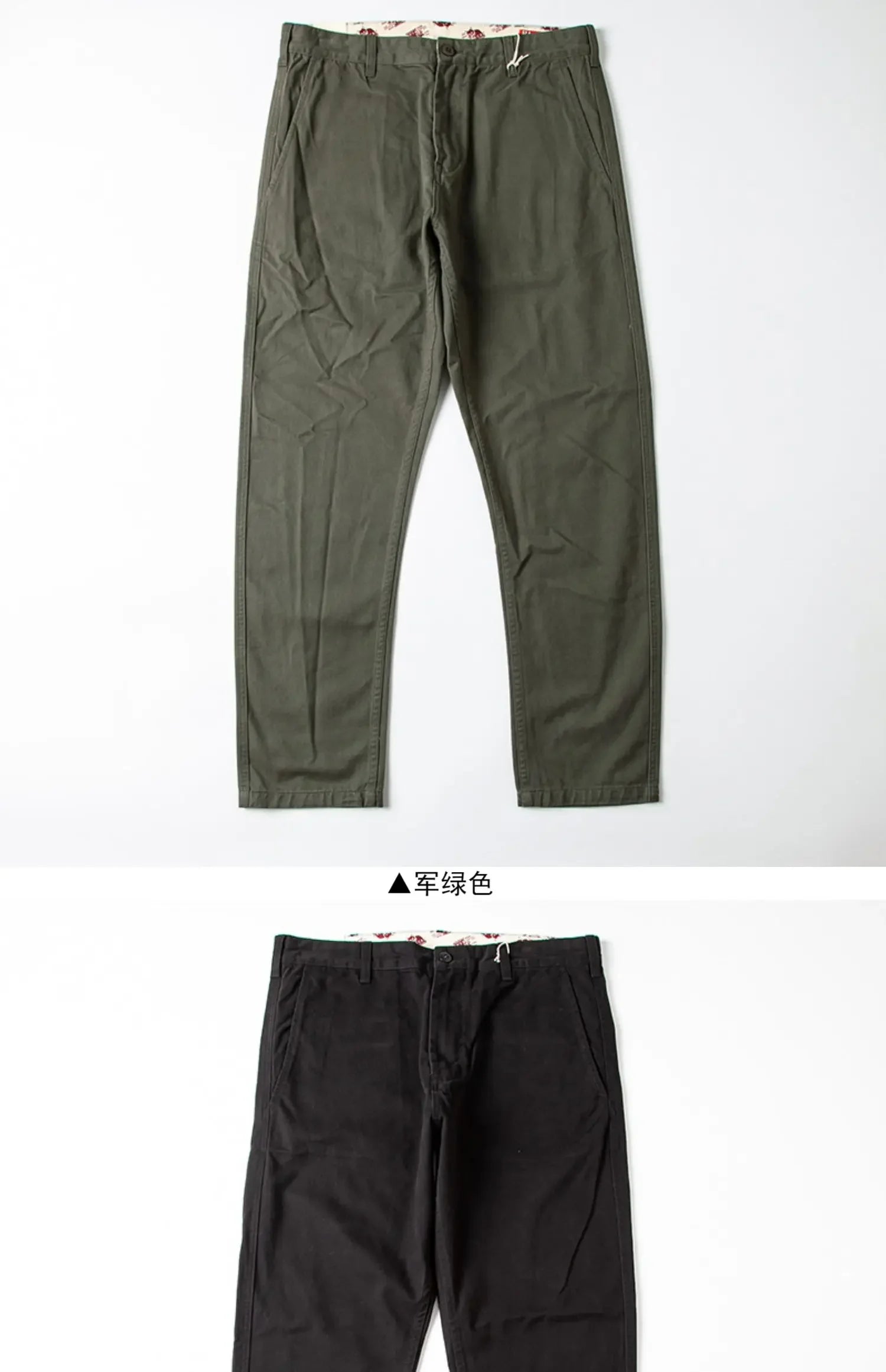autumn winter heavyweight pure cotton thick american retro workwear khaki pants business casual mens basic solid color pants unique default style 1054