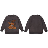 Anime-inspired oversized hoodie with distressed grunge textures, channeling vaporwave energy and gothic fashion, street-ready and built for Y2K and gothic lovers.