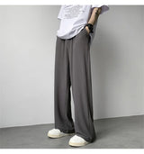 summer texture straight pants for men korean fashion baggy wide leg trousers casual drape pleated striped y2k pantalones hombre unique default style 495