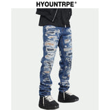 retro washed 3d printed fake distressed jeans hip hop denim pants streetwear jean pants mens harajuku cotton trousers joggers relaxed fit joggers