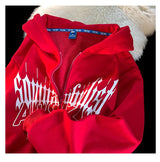 Y2K Kawaii Devil Horn Tail Hip Hop Badge Print Hoodies Cardigan Couple