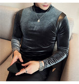 Trapwear Graphic tee – Turtleneck Stretch Slim Fit T Shirt Men Long Sleeve Thicken