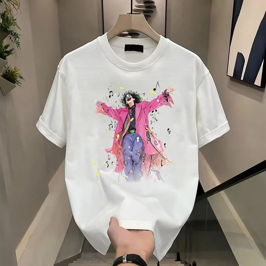 Harajuku Chrome logo – Summer Mens 100 Cotton T Shirt Oversized Loose White Printed