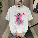 Harajuku Chrome logo – Summer Mens 100 Cotton T Shirt Oversized Loose White Printed