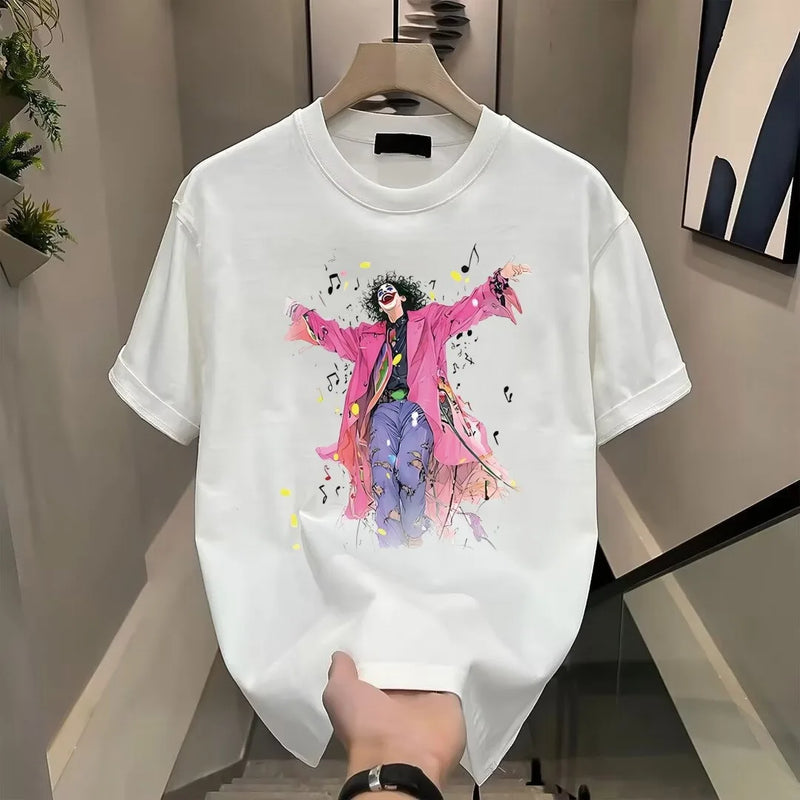 Harajuku Chrome logo – Summer Mens 100 Cotton T Shirt Oversized Loose White Printed