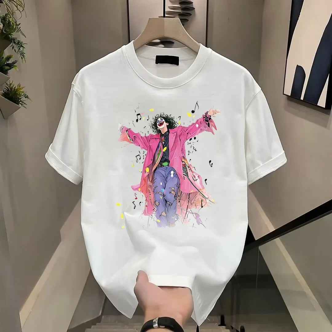 Harajuku Chrome logo – Summer Mens 100 Cotton T Shirt Oversized Loose White Printed