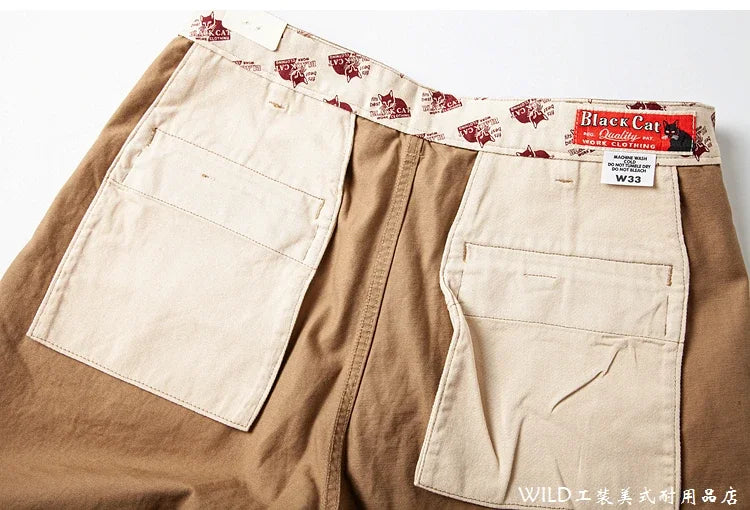 autumn winter heavyweight pure cotton thick american retro workwear khaki pants business casual mens basic solid color pants unique default style 1071