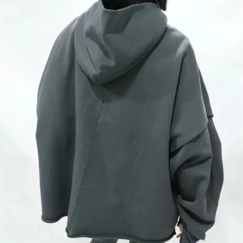 greg kanye double layer heavyweight fit hooded pullover with raw edges sweater grey unique limited edition hoodie, aesthetic street look hoodie, trendy hip hop style outerwear