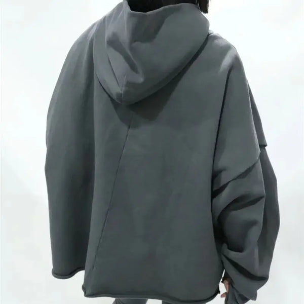 greg kanye double layer heavyweight fit hooded pullover with raw edges sweater grey unique limited edition hoodie, aesthetic street look hoodie, trendy hip hop style outerwear