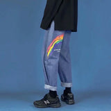 2023 autumn new light luxury fashion jeans men loose european and american style wide leg trousers boutique clothing simplestyle unique jeans style 3890