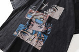 Harajuku Oversized Shirt – Distressed Oversize T Shirt Streetwear Japanese Anime Eyes P – Urban Streetwear for Men & Women