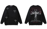 vintage sweaters y2k grunge streetwear hip hop ripped hole knitted cross punk gothic jumpers fashion harajuku casual pullover trendy hip hop style outerwear, aesthetic street look hoodie, unique limited edition hoodie