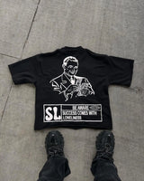 Skatecore Streetwear Tee – Tag Font Graphic with Flame Accent