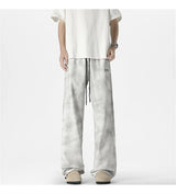winter mens gray thickened straight leg sweatpants 2025 high street baggy drape pants korean fashion y2k casual trousers unique joggers style 142