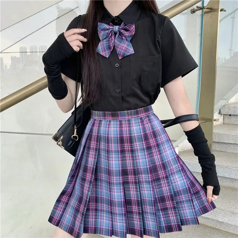 Jk Uniforms Gyaru School Uniform for Girl Student Pleated Skirt Uniform Set Women Short Sleeve Bow Tie Seifuku Japanese Style