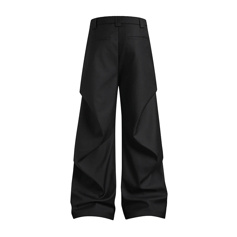 extended length edition wrinkle fashion men streetwear fashion hip hop vibe loose casual straight black suit pant trousers urban fashion pants