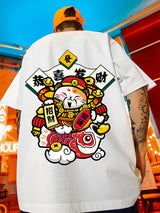 Glitchcore Chrome print – Chinese God Of Wealth Printed T Shirts For Men Creativity