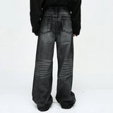 mens black baggy jeans male casual loose straight jeans trousers vintage hip hop denim pants unique jeans style 171