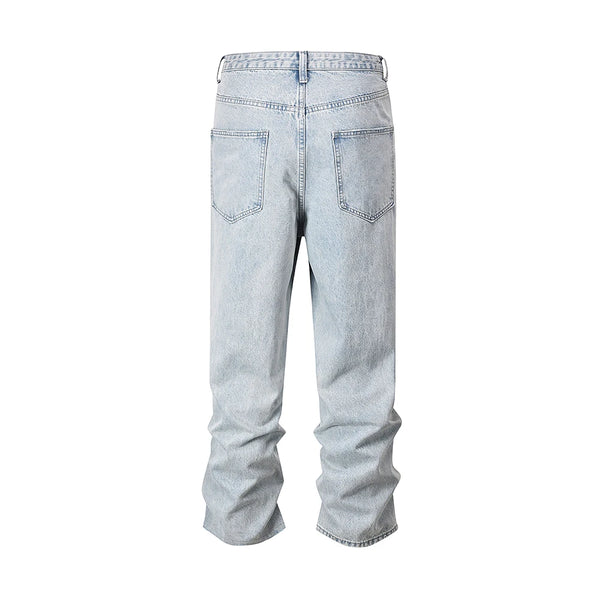 side striped washed ripped blue jeans for men and women streetwear baggy casual denim trousers straight light blue cargo pants utility cargo pants
