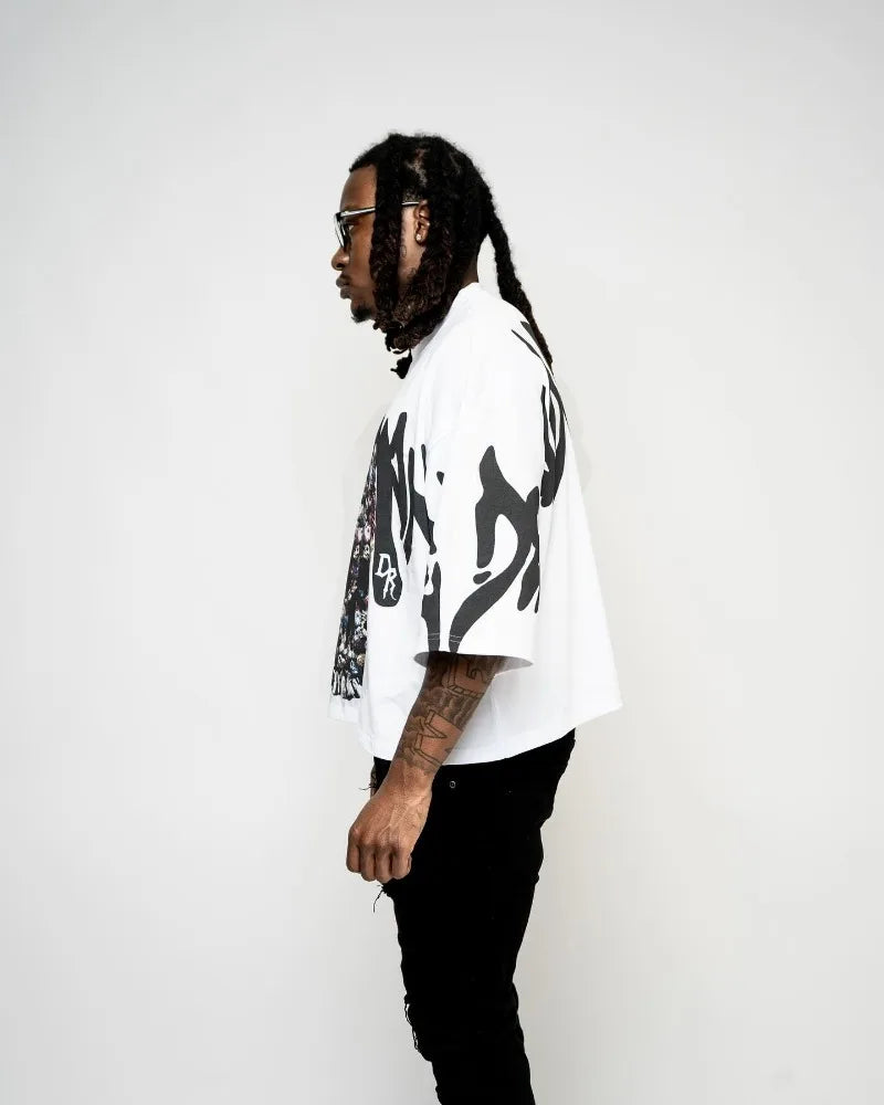 Y2k Chrome logo – Street Hip Hop Clothing Gothic Devil Pattern Print Oversized