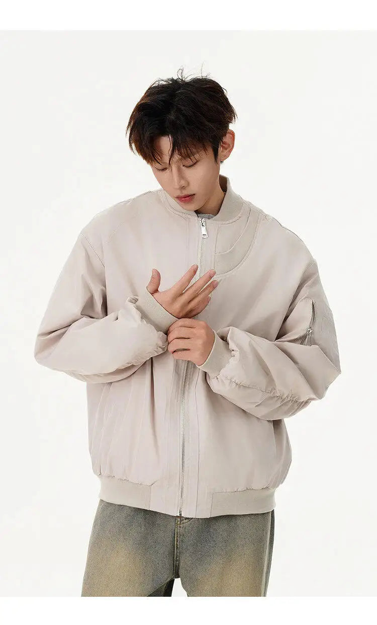 leather panel bomber, high-street look - oversized graphic apparel for edgy looks