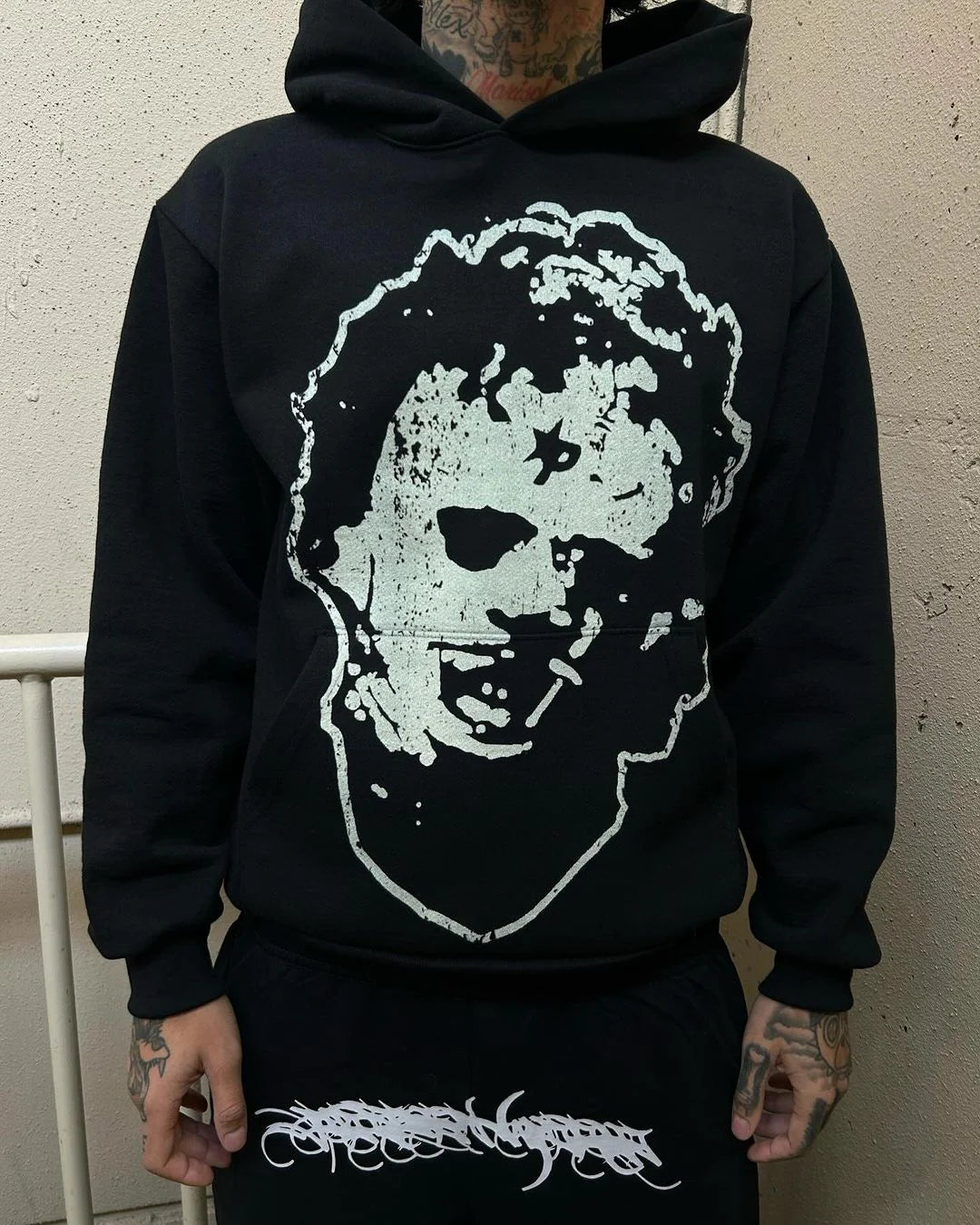 graphic fire pullover hoodie with oversized urban fit, trending menswear style, ideal for men’s fashion and seasonal streetwe