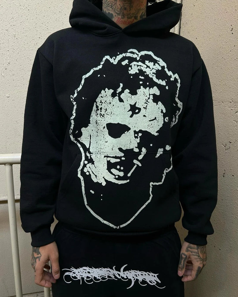 graphic fire pullover hoodie with oversized urban fit, trending menswear style, ideal for men’s fashion and seasonal streetwe