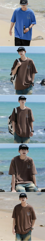 Skatercore Vintage anime – Kawaii Whale Tail Print T Shirt Men Hip Hop Fashion Cotton G