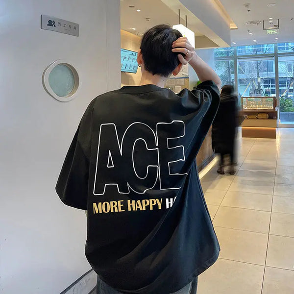 Skatercore Oversized shirt – Korean Trendy Brand Retro Niche Letter Print High Street Sty