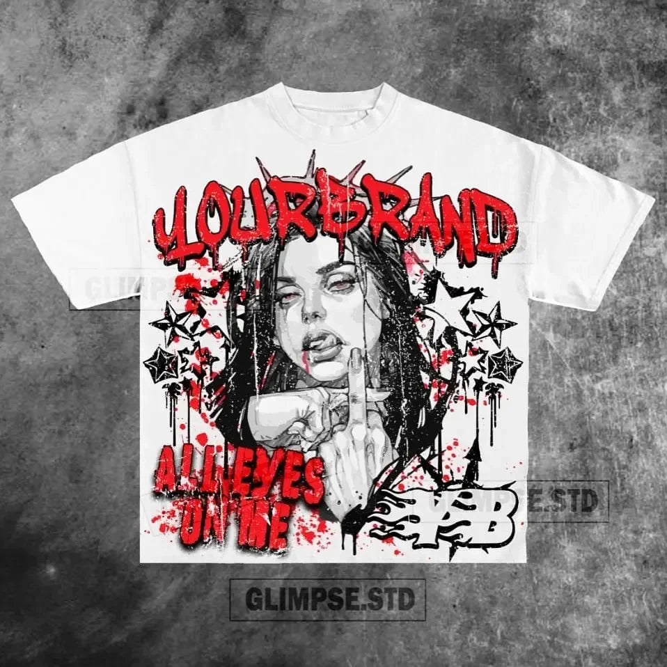 Y2K Angelcore T-Shirt – Winged Manga Girl Graphic Streetwear