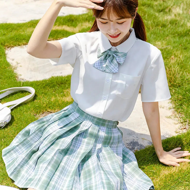 Japanese Korean Student Short Sleeve Sexy Jk Uniform Set High School Clothes Pleated Skirt Girl Seifuku Dress Cosplay Schoolgirl