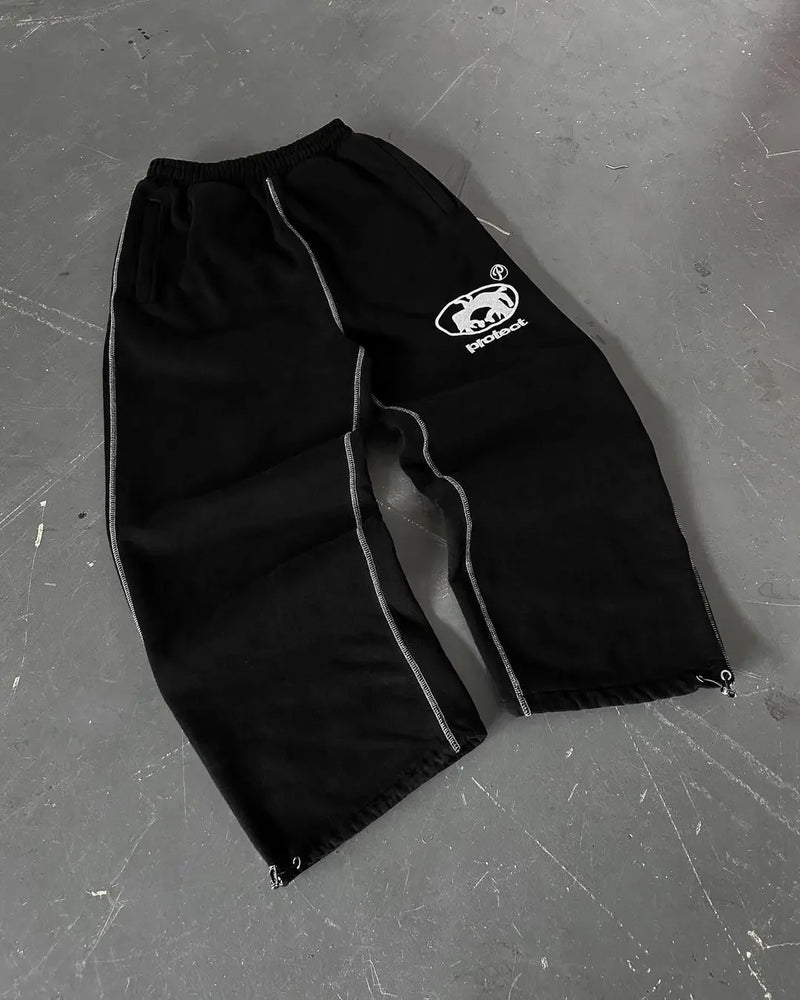 y2k street simple fashion casual sports trousers men y2k harajuku retro wide leg pants trendy brand oversized trousers women unique default style 3286
