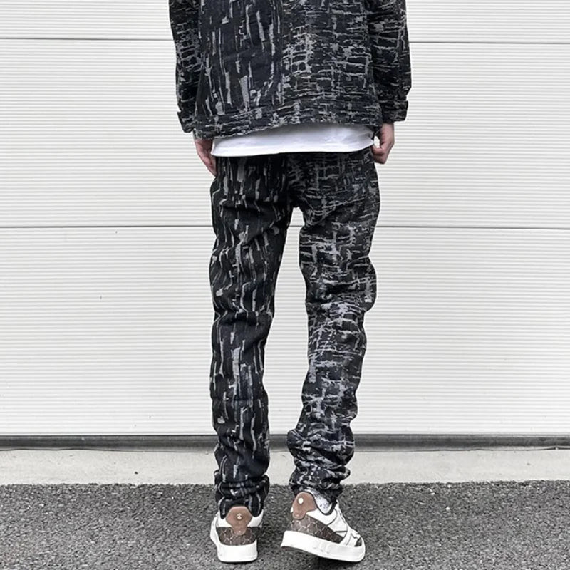 harajuku irregular scratched ripped holes denim jeans men zipper jeans hip hop streetwear new casual slim fit joggers jean pants streetwear sweatpants