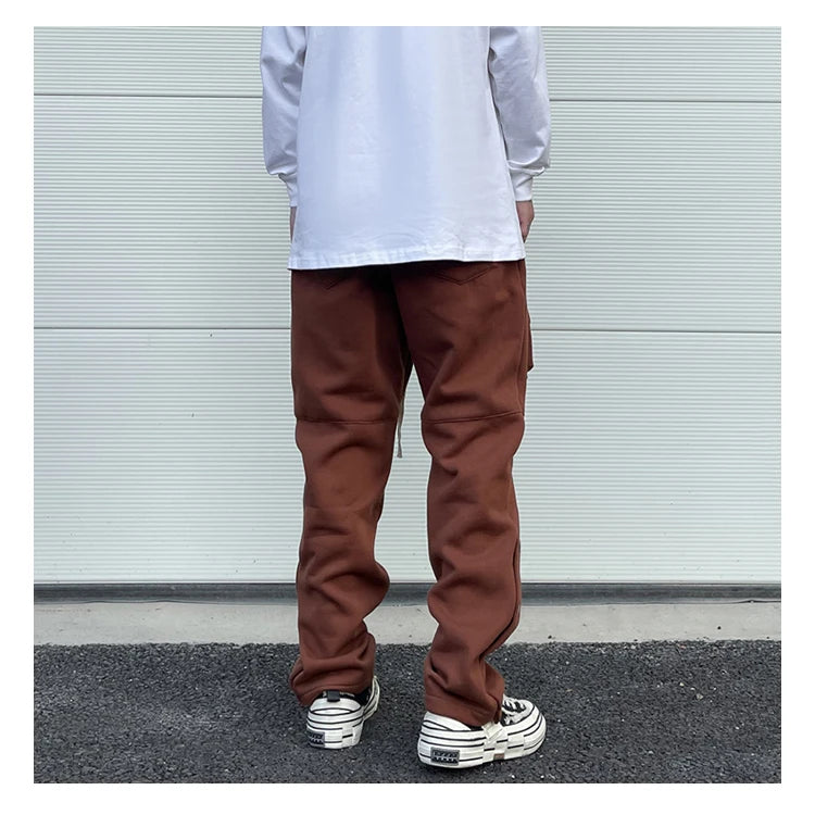 mens high street loose fit elastic waist pants winter warm fleece pants bottons hip hop drawstring sportwear sweatpants joggers unique joggers style 3057