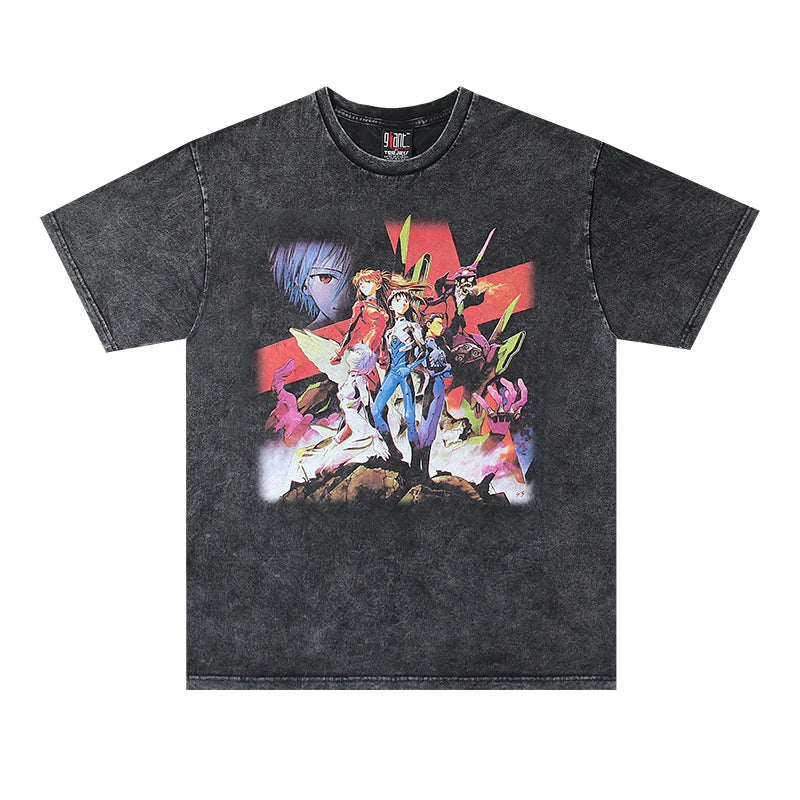 Harajuku aesthetic print tee featuring 2024 vintage retro high street japanese anime print high quality cotton casual tops t shirt