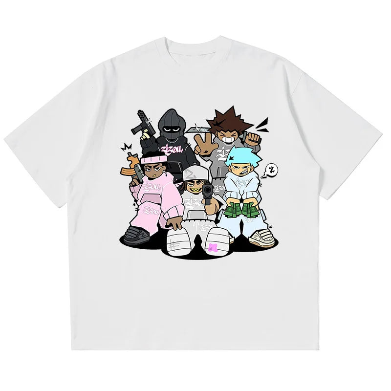 graffiti-inspired anime shirt with pastel chaos and sketch lines