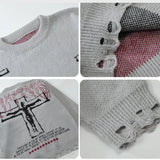 vintage sweaters y2k grunge streetwear hip hop ripped hole knitted cross punk gothic jumpers fashion harajuku casual pullover streetwear fashion hoodie, aesthetic street look hoodie, high quality cotton pullover