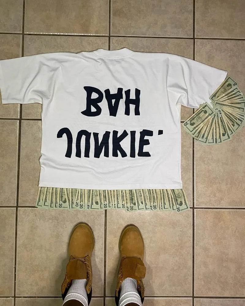 Y2k Street trend brand anime cartoon printed round neck short sleeve T-shirt Men fashion casual retro cotton oversized T-shirt