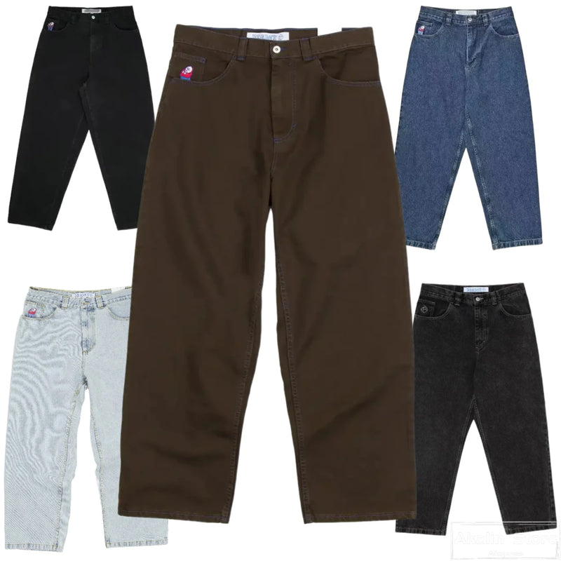 y2k gothic polar big boy baggy jeans cartoon embroidery streetwear mens womens fashion denim pants hot sell wide leg trouser unique jeans style 4853