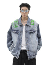 men harajuku graffiti denim jacket and coat fashion hip hop long sleeve jean patchwork outerwear casual streetwear jeans jack - variant style f88ca1 for streetwear fashion
