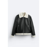 Warm Winter High-quality Lapel Suede Cashmere Piping Double-sided Motorcycle Punk Leather Jacket For Men