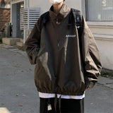 Mens Coat Spring And Autumn Stand Up Collar Half Zipper Oversize High