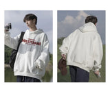 American Retro Casual Hoodies For Men Letter Printed Loose Fit Hooded