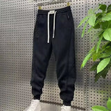 elastic waist casual pants mens fashion fleece thick baggy tapered cuffs joggers trousers baggy sweatpants gym jogger trousers urban active pants