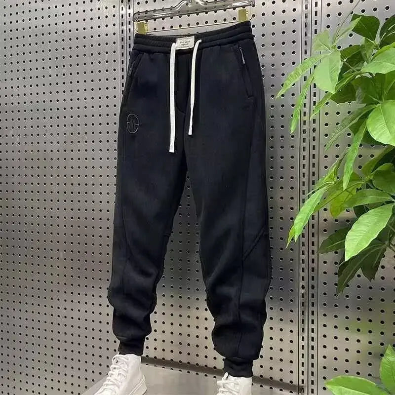 elastic waist casual pants mens fashion fleece thick baggy tapered cuffs joggers trousers baggy sweatpants gym jogger trousers urban active pants