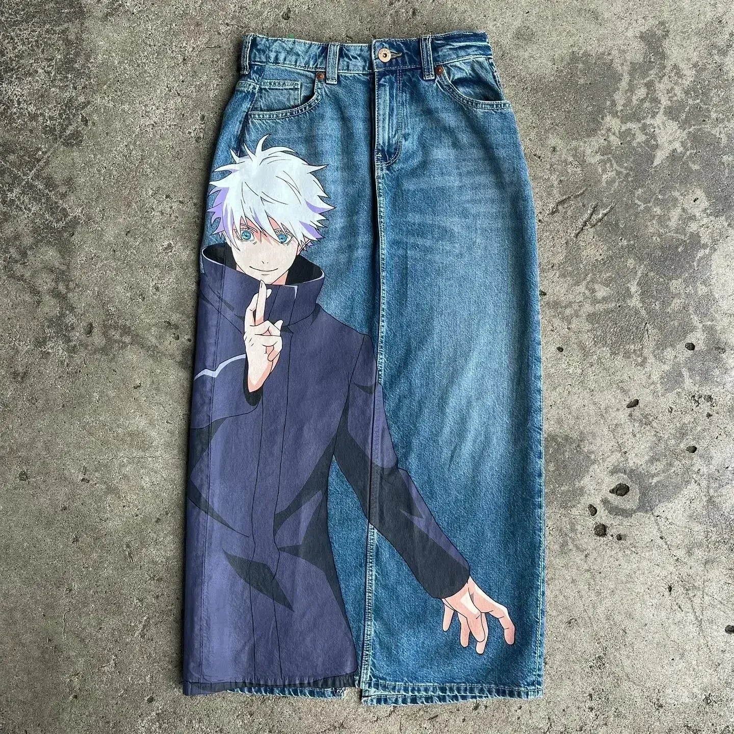 harajuku high street y2k baggy jeans punk popular print wide leg denim pants jeans streetwear trouser men clothing unique jeans style 2195